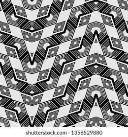 abstract art deco optical art illusion design decoration seamless pattern black white