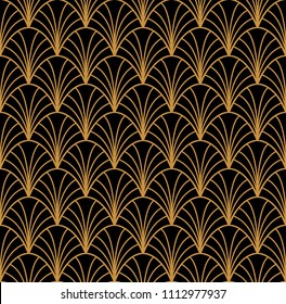 Abstract Art Deco Seamless Background. Geometric Fish Scale Pattern.