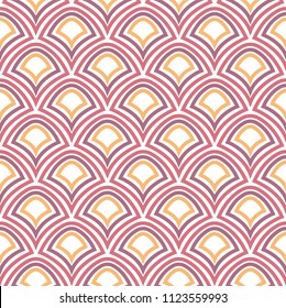 Abstract Art Deco Seamless Background. Geometric Fish Scale Pattern.