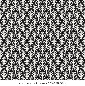 Abstract Art Deco Seamless Background. Geometric Fish Scale Pattern.