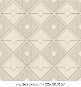 Abstract Art Deco Squares Lines Geometric Psychedelic Hypnotic Seamless Pattern Vector Design Trendy Fashion Colors Perfect for Interior Design Wall Paper or Fabric Print Beige Tones
