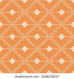 Abstract Art Deco Squares Lines Geometric Psychedelic Hypnotic Seamless Pattern Vector Design Trendy Fashion Colors Perfect for Interior Design Wall Paper or Fabric Print Orange Tones