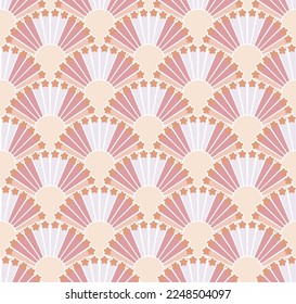 Abstract Art Deco Stars Decorative Geometric Retro Pattern Trendy Fashion Colors Minimal Home Wall Design Material Backdrop Perfect for Allover Fabric Print or Wrapping Paper Pastel Pink Ecru Tones