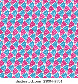 Abstract Art Deco Style Wings Minimal Retro Diagonal Lines Hand Drawn Seamless Vector Pattern Trendy Fashion Colors Perfect for Allover Fabric Print Fuchsia Blue Tones
