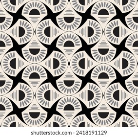 Abstract Art Deco Sunset Vector Seamless Pattern Minimalist Geometric Design