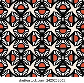 Abstract Art Deco Sunset Vector Seamless Pattern Minimalist Geometric Design