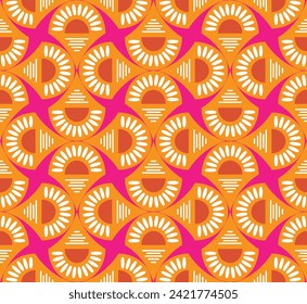 Abstract Art Deco Sunset Vector Seamless Pattern Minimalist Geometric Design