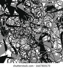 Abstrakte Kunst mit deformierter, verzerrter zufälliger und chaotischer Linie. Unbehaglicher, komplexer Streifen. Glitch, Rauschen, geklatschte Zufallskunst