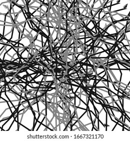 Abstract art with deformed, distorted random and chaotic line. Distressed, complex jumble of stripes. Glitch, noise, cluttered random art