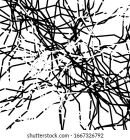 Abstract art with deformed, distorted random and chaotic line. Distressed, complex jumble of stripes. Glitch, noise, cluttered random art