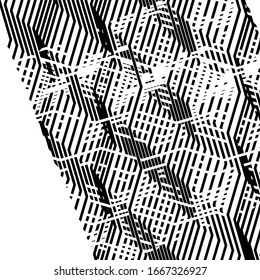 Arte abstracto con línea deformada, distorsionada al azar y caótica. Difícil, complejo, de rayas. Glitch, ruido, arte aleatorio agarrotado