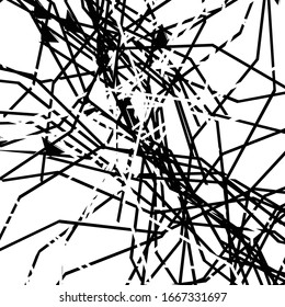 Abstract art with deformed, distorted random and chaotic line. Distressed, complex jumble of stripes. Glitch, noise, cluttered random art