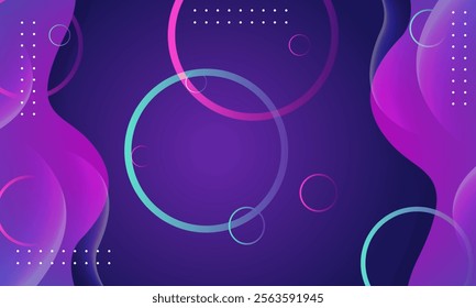 Abstract art with diagonal lines, circles, and dots in purple, pink, and blue. Suitable for web design or background graphics.