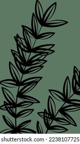 Abstract art. Digital art print. Botanical branch and leaves. Creative minimalist artistic illustration. Cover design vector for wall decoration, postcard, brochure design, art gallery, interior. 