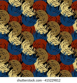 Abstract art distressed seamless pattern, swirl shapes, brushstrokes, painting. Background texture, wallpaper, wrapping