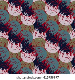Abstract art distressed seamless pattern, swirl shapes, brushstrokes, painting. Background texture, wallpaper, wrapping