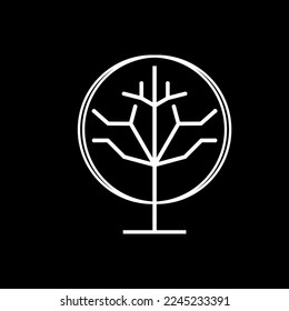 diseño vectorial del logotipo del árbol seco del arte abstracto en colores blanco y negro