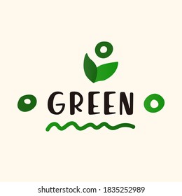 Abstract art eco green watercolor background with leafs and minimalist organic shapes. Spring pattern. Design template banner, poster or social media for green eco friendly concept.Vector illustration