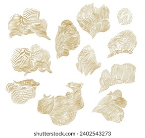 Abstract art element with gold hand drawn line pattern vector. Floral with natural template. Banner design and wallpaper in vintage style