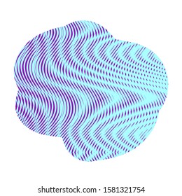 Abstract art element white isolated. Colored gradient vector form with wavy linear of moire effect and ripple effect. Trendy and cool element for design websites, accessories for phones.