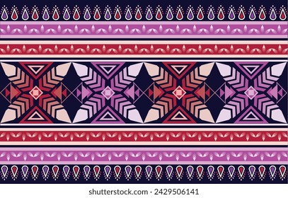 Abstrakte Kunst der Volkszugehörigkeit. Druck mit aztekischer Ornamentik. Orientalisches geometrisches ethnisches Muster mit glatter Farbe. Vektor-Illustration für Hintergrund, Vorhang, Teppich, Tapete, Kleidung, Verpackung 