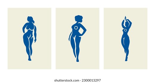 Abstract art of female silhouettes set Matisse inspired contemporary style vector illustration. Trendy creative artistic woman body design for poster or wall decor canvas print