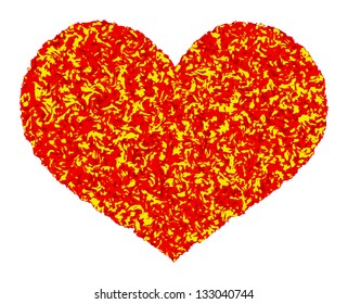 Abstract art fire heart background, vector illustration