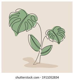 Abstract art of flower design. A minimalist linear style for prints, paintings, banners, covers, interiors, and textiles. Flat vector design EPS 10.
