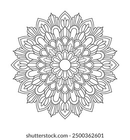 Abstract art flower paper mandala design coloring book page