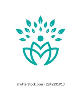 abstract art flower, people, leaf logo vector design