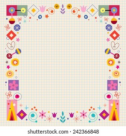abstract art flowers nature retro frame