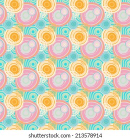Abstract art folk seamless pattern. Geometric ethnic background texture with circles. Paint stains. Graffiti. Fabric design. Wallpaper - vector 