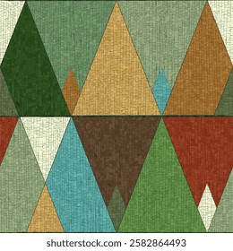 Abstract art forest mosaic style seamless pattern