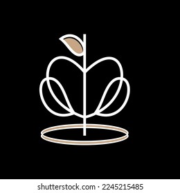fruta de arte abstracto, diseño vectorial de logotipo de manzana, hoja y sombra en colores blanco y negro