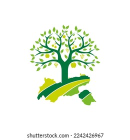 Abstract art fruit, tree, map logo vector design