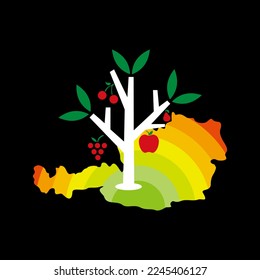 Abstract art fruit, tree, map logo vector design in black and white colors