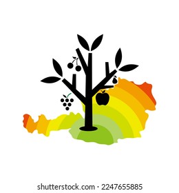 Abstract art fruit, tree, map logo vector design in black and white colors