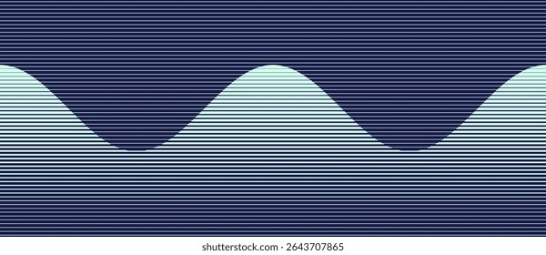 Fundo geométrico da arte abstrata com linhas azuis. Ilusão óptica com ondas e transição.