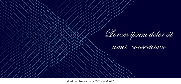 Abstract art geometric background with blue diagonal lines. Optical illusion with waves and transition.