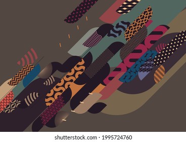 Abstract art geometric background. Colorful retro patterned composition.