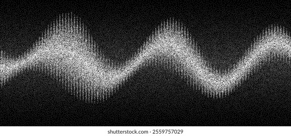 Abstract art geometric background with dots. Optical illusion with waves and transition.