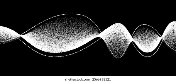 Abstract art geometric background with dots. Optical illusion with waves and transition.