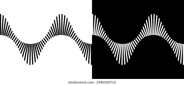 Abstract art geometric background with lines. Optical illusion with waves. Black lines on a white background and white lines on the black side.