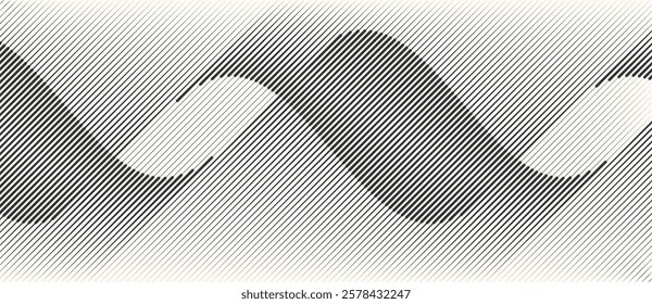 Abstract art geometric background with lines. Optical illusion with waves and transition.