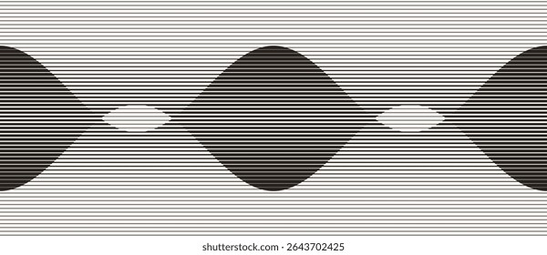 Abstract art geometric background with lines. Optical illusion with waves and transition.	