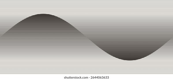 Abstract art geometric background with lines. Optical illusion with waves and transition.	