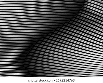 Fundo geométrico da arte abstrata com padrão de linhas abstrato 3d preto e branco brilhante. Ilusão óptica em preto e branco com transição.