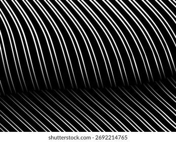 Fondo geométrico del arte Abstractas con el patrón abstracto brillante de las líneas negras y blancas 3D. Ilusión óptica en blanco y negro con transición.