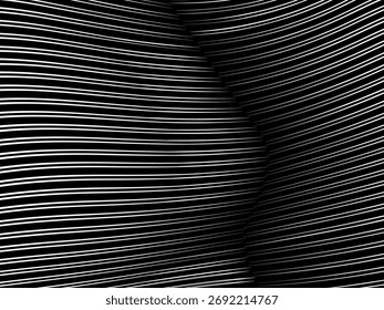 Abstract art geometric background with shiny abstract 3d black and white lines pattern. Black and white optical illusion with transition.