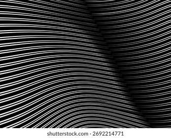Abstract art geometric background with shiny abstract 3d black and white lines pattern. Black and white optical illusion with transition.